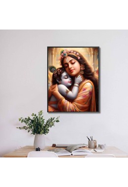 Divine Krishna hug Yashoda Mata Wood-Laminated Photo Frame